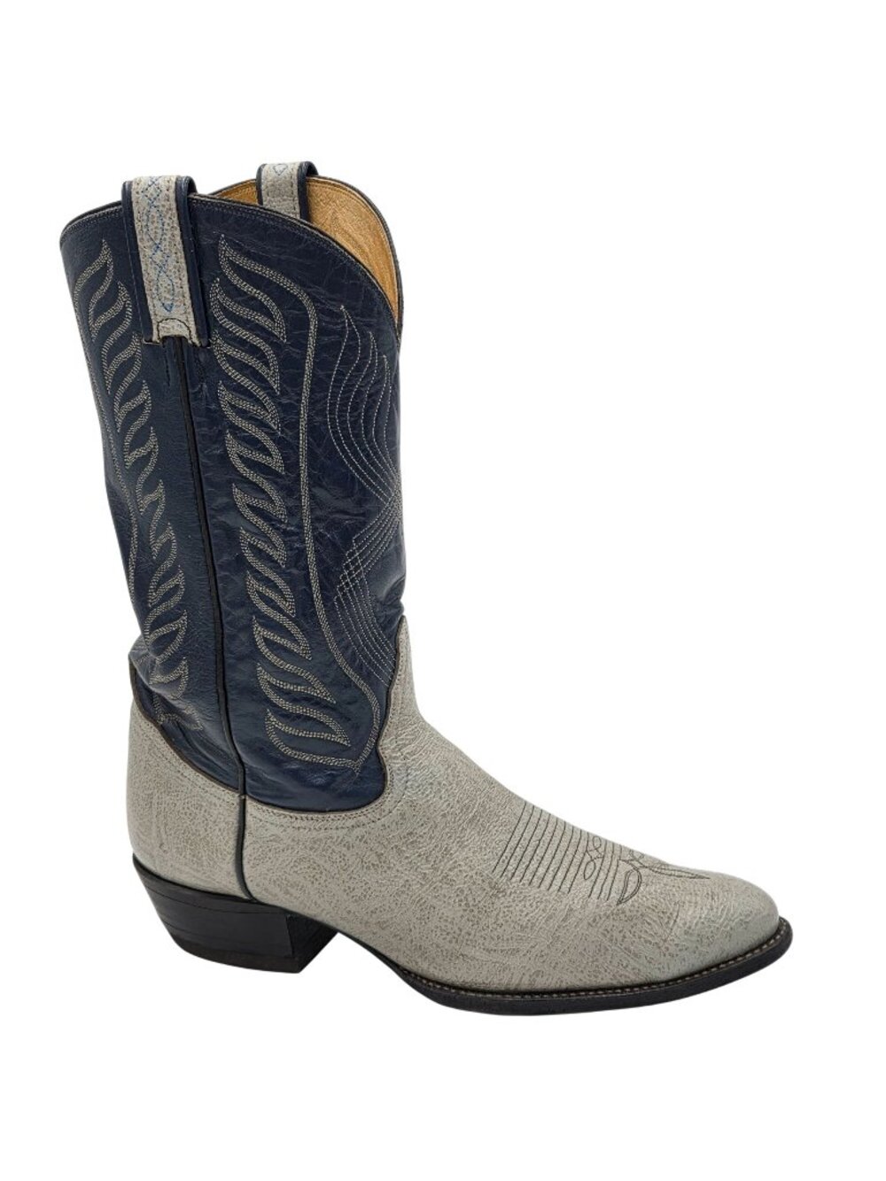 Vintage Exotic Antelope Tony Lama Mens 12D Gray Grey Navy Cowboy Western Boots